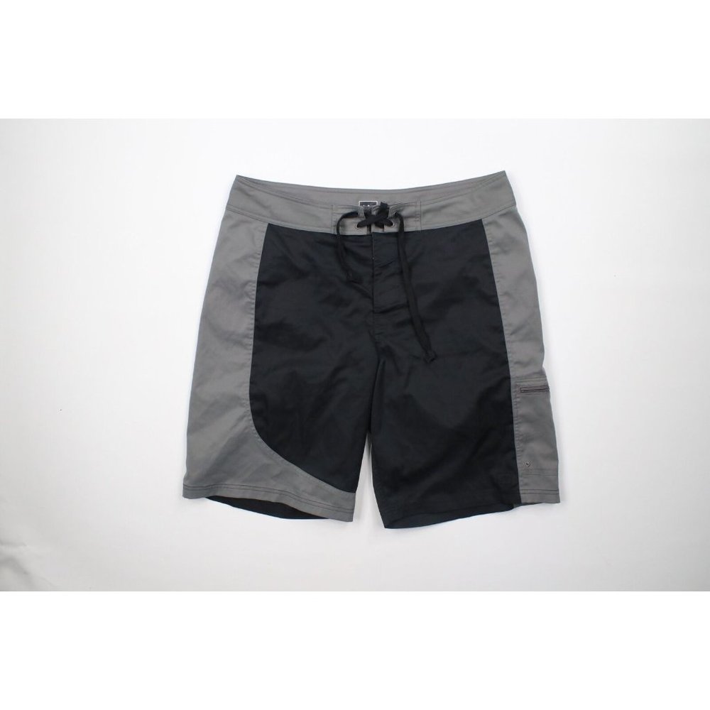 REI Mens Size Large Spell Out Color Block Board Shorts Swimming Trunks Black